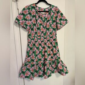 Anthropologie Somerset A-Line Smocked Waist Mini Dress Size L